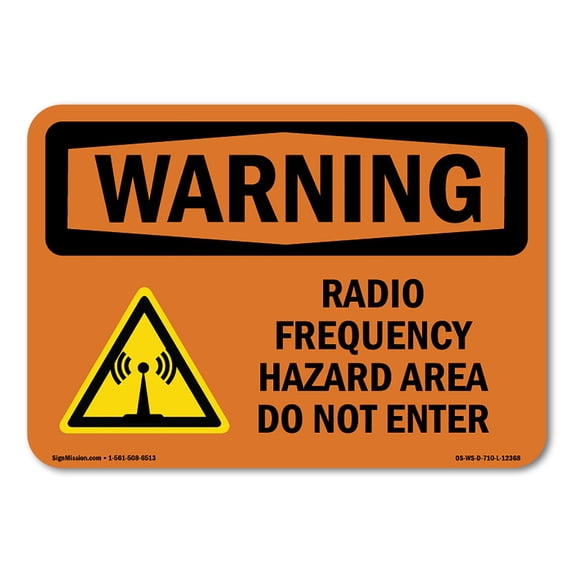 SignMission OS-WS-A-1824-L-12368 18 x 24 in. OSHA Warning Sign - Radio Frequency Hazard Area with Symbol