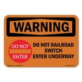 thumbnail image 1 of SignMission OS-WS-A-1824-L-12371 18 x 24 in. OSHA Warning Sign - Railroad Switch Underway with Symbol, 1 of 6