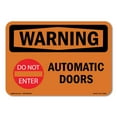 thumbnail image 1 of SignMission OS-WS-A-1824-L-12466 18 x 24 in. OSHA Warning Sign - Automatic Door with Symbol, 1 of 6