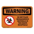 thumbnail image 1 of SignMission OS-WS-A-1824-L-12568 18 x 24 in. OSHA Warning Sign - Do Not Place Biohazardous Materials, 1 of 6