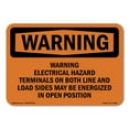 thumbnail image 1 of SignMission OS-WS-A-1824-L-12589 18 x 24 in. OSHA Warning Sign - Warning Electrical Hazard Terminals on Both, 1 of 6