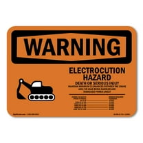 SignMission OS-WS-A-1824-L-12594 18 x 24 in. OSHA Warning Sign - Electrocution Hazard Crane