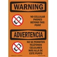 thumbnail image 1 of SignMission OS-WS-A-1824-L-12698 18 x 24 in. OSHA Warning Sign - No Cellular Phones Bilingual, 1 of 6