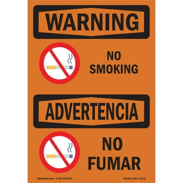 SignMission OS-WS-A-1824-L-12716 18 x 24 in. OSHA Warning Sign - No Smoking