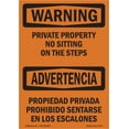 thumbnail image 1 of SignMission OS-WS-A-1824-L-12778 18 x 24 in. OSHA Warning Sign - Private Property No Sitting on the Steps, 1 of 6