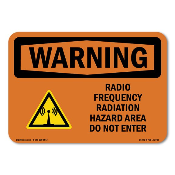 SignMission OS-WS-A-1824-L-12788 18 x 24 in. OSHA Warning Sign - Radio Frequency Radiation Hazard Area