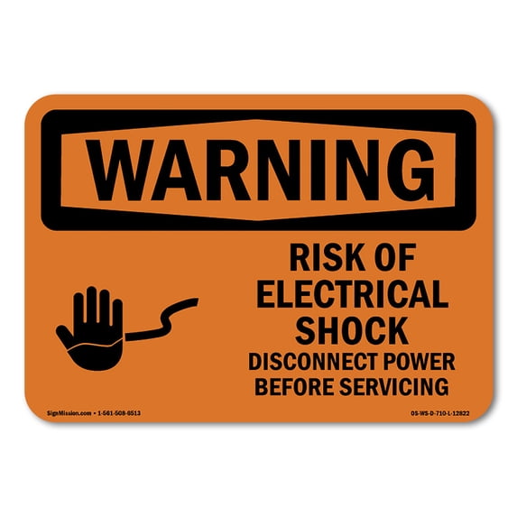 SignMission OS-WS-A-1824-L-12822 18 x 24 in. OSHA Warning Sign - Risk of Electrical Shock Disconnect