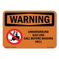 thumbnail image 1 of SignMission OS-WS-A-1824-L-12874 18 x 24 in. OSHA Warning Sign - Underground Gas Line Call No.811, 1 of 6
