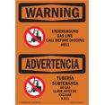 thumbnail image 1 of SignMission OS-WS-A-1824-L-12877 18 x 24 in. OSHA Warning Sign - Underground Gas Line Call Custom Bilingual, 1 of 6