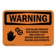 thumbnail image 1 of SignMission OS-WS-D-1824-L-12390 OSHA Warning Sign - Saw Blade Present Disconnect with Symbol, 1 of 5