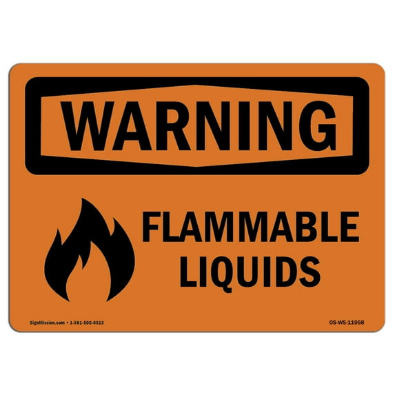 SignMission OS-WS-D-35-L-11957 OSHA Warning Sign - Flammable Liquids - Liquidos Inflamables