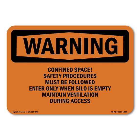 SignMission OS-WS-D-35-L-11959 OSHA Warning Sign - Grain Bin Silo Safety
