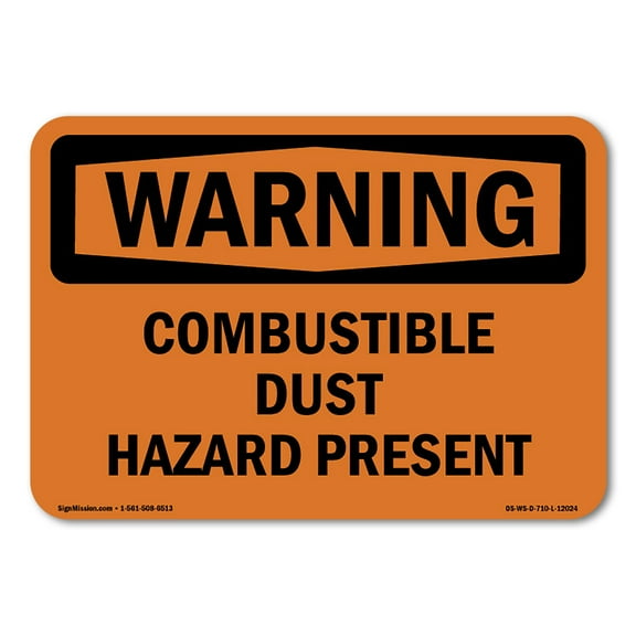 SignMission OS-WS-D-35-L-12024 OSHA Warning Sign - Combustible Dust Hazard Present