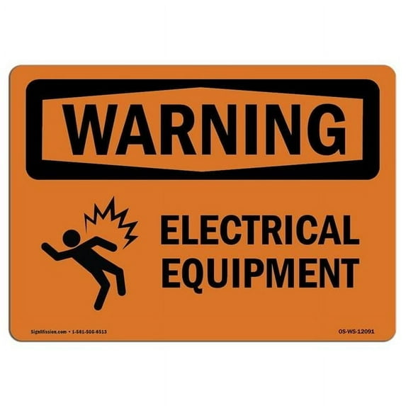 SignMission OS-WS-D-35-L-12091 OSHA Warning Sign - Electrical Equipment with Symbol