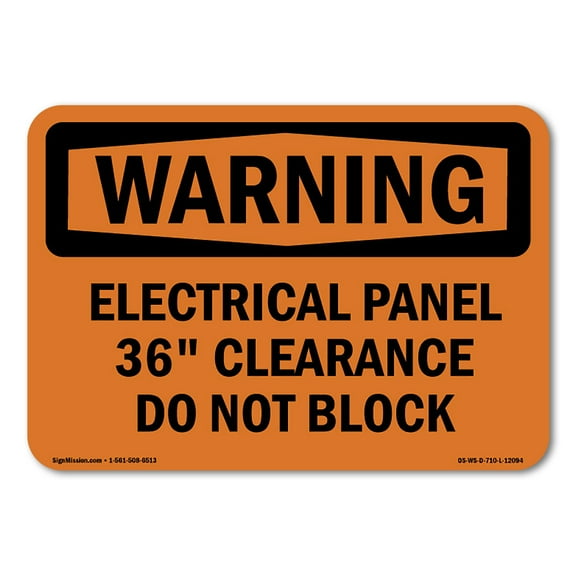OSHA WARNING Sign - Electrical Panel 36 Clearance Do Not Block | Decal | Protect Your Business, Work Site, Warehouse & Shop Area | Made in the USA