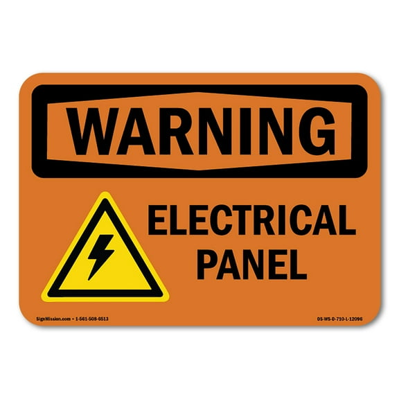 SignMission OS-WS-D-35-L-12096 OSHA Warning Sign - Electrical Panel with Symbol