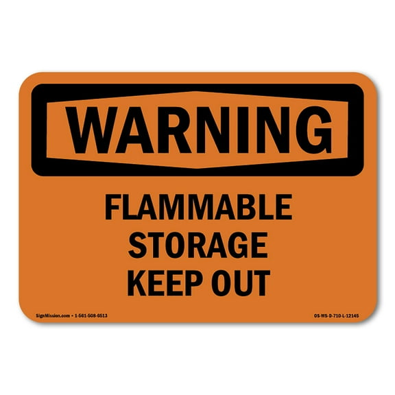 SignMission OS-WS-D-35-L-12145 OSHA Warning Sign - Flammable Storage Keep Out