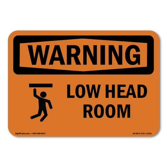 SignMission OS-WS-D-35-L-12241 OSHA Warning Sign - Low Head Room with Symbol