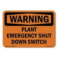 thumbnail image 1 of SignMission OS-WS-D-35-L-12320 OSHA Warning Sign - Plant Emergency Shut Down Switch, 1 of 5