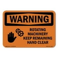 thumbnail image 1 of SignMission OS-WS-D-35-L-12384 OSHA Warning Sign - Rotating Machinery Keep Remaining with Symbol, 1 of 5
