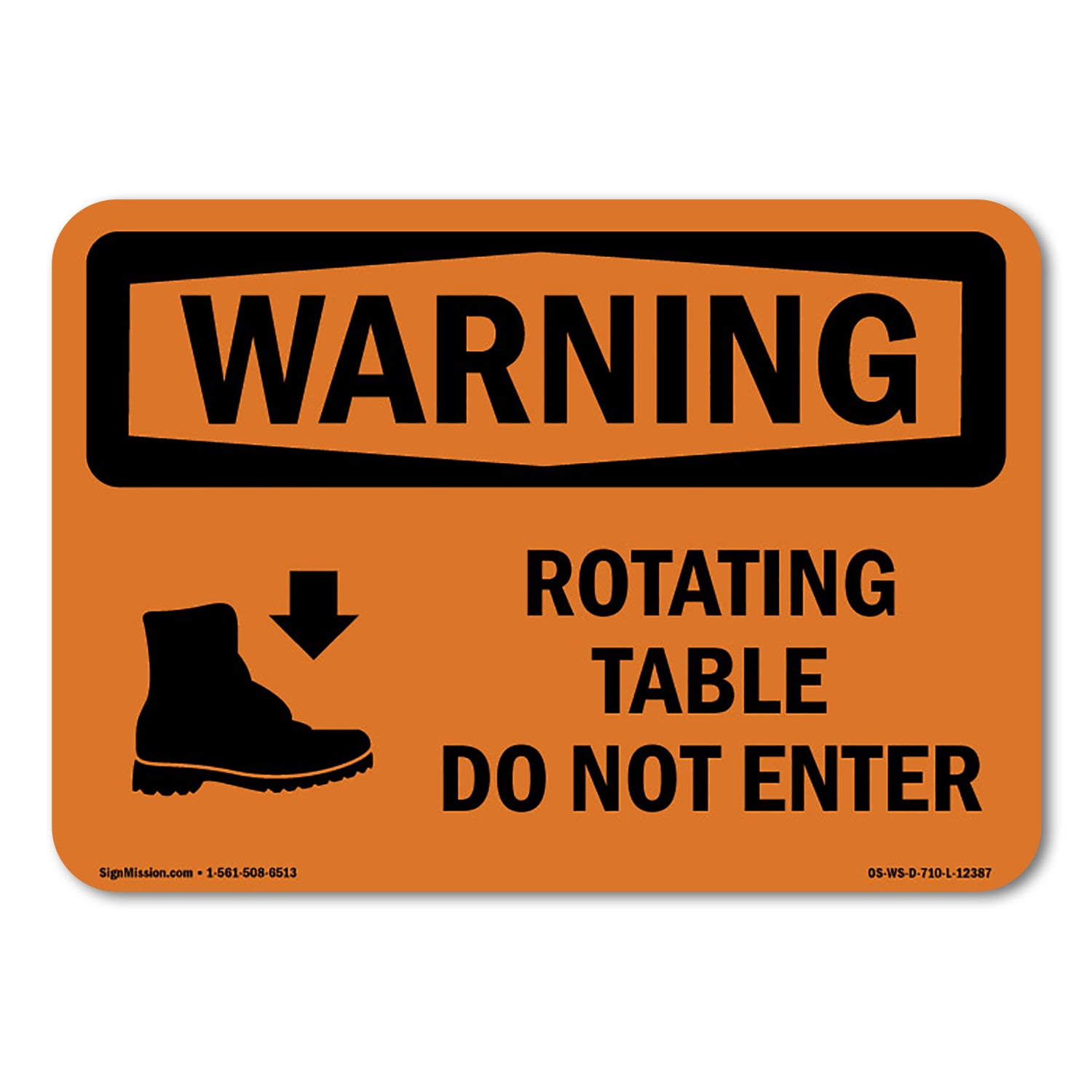 SignMission OS-WS-D-35-L-12387 OSHA Warning Sign - Rotating Table Do ...