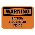 thumbnail image 1 of SignMission OS-WS-D-35-L-12472 OSHA Warning Sign - Battery Disconnect Inside, 1 of 5