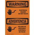 thumbnail image 1 of SignMission OS-WS-D-35-L-12586 OSHA Warning Sign - Electrical Hazard Do Not Touch Bilingual, 1 of 5