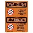 thumbnail image 1 of SignMission OS-WS-D-35-L-12698 OSHA Warning Sign - No Cellular Phones Bilingual, 1 of 5