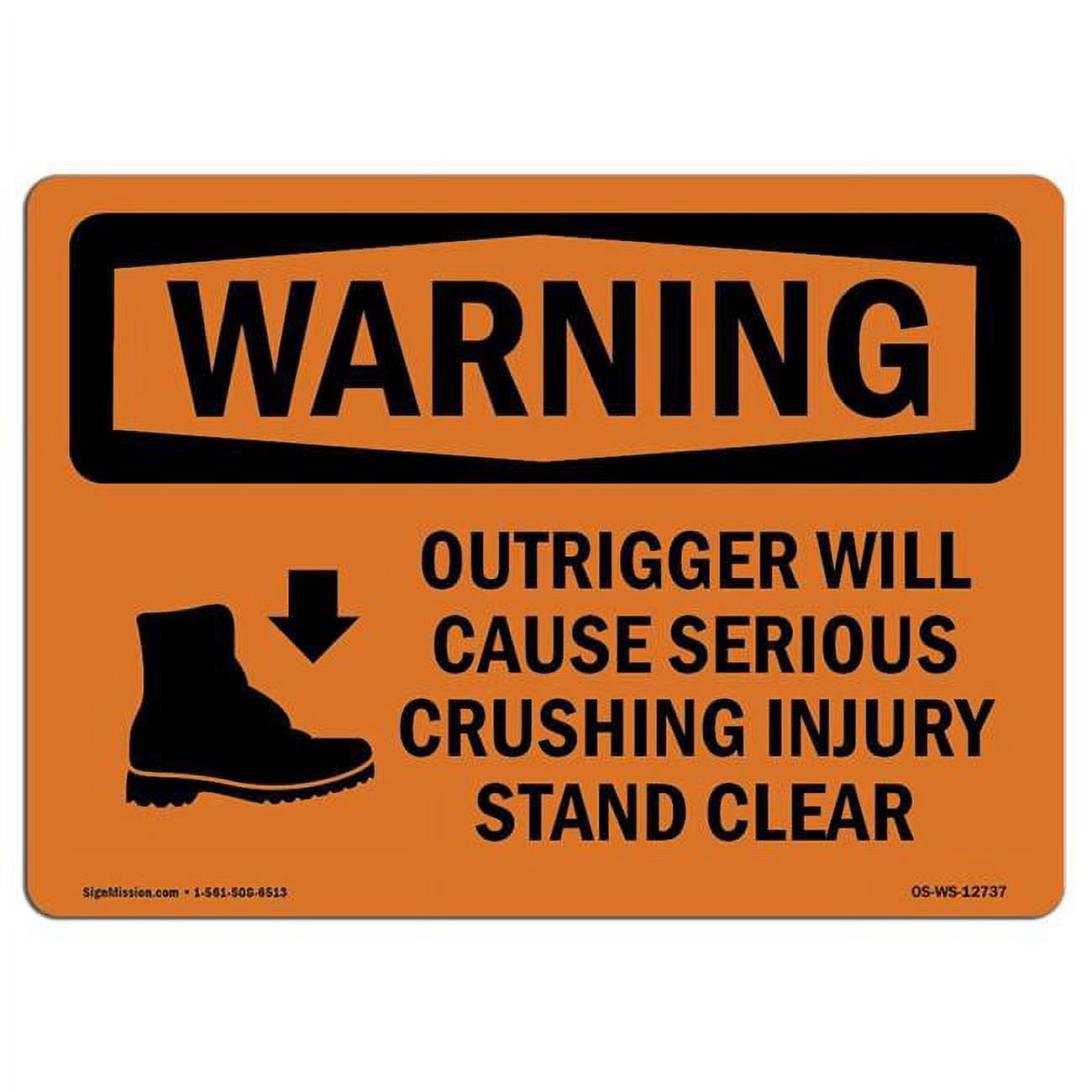 SignMission OS-WS-D-35-L-12737 OSHA Warning Sign - Outrigger Cause ...