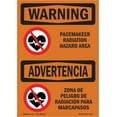 thumbnail image 1 of SignMission OS-WS-D-35-L-12747 OSHA Warning Sign - Pacemaker Radiation Hazard Area Bilingual, 1 of 5