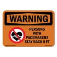 thumbnail image 1 of SignMission OS-WS-D-35-L-12757 OSHA Warning Sign - Persons with Pacemakers Stay Back 6 FT, 1 of 5