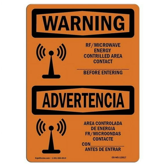 OSHA WARNING Sign - Rf Microwave Energy Controlled Area Custom | Decal | Protect Your Business, Work Site, Warehouse & Shop Area | Made in the USA