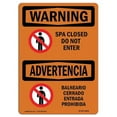 thumbnail image 1 of SignMission OS-WS-D-35-L-12836 OSHA Warning Sign - Spa Closed Do Not Enter Bilingual, 1 of 5