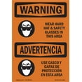 thumbnail image 1 of SignMission OS-WS-D-35-L-12924 OSHA Warning Sign - Wear Hard Hat & Safety Glasses Bilingual, 1 of 5