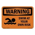 thumbnail image 1 of SignMission OS-WS-D-57-L-12843 OSHA Warning Sign - Swim At Your Own Risk, 1 of 5