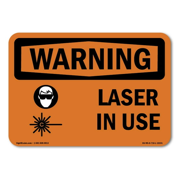 SignMission OS-WS-D-710-L-12231 Warning Laser in Use with Symbol OSHA Decal Sign