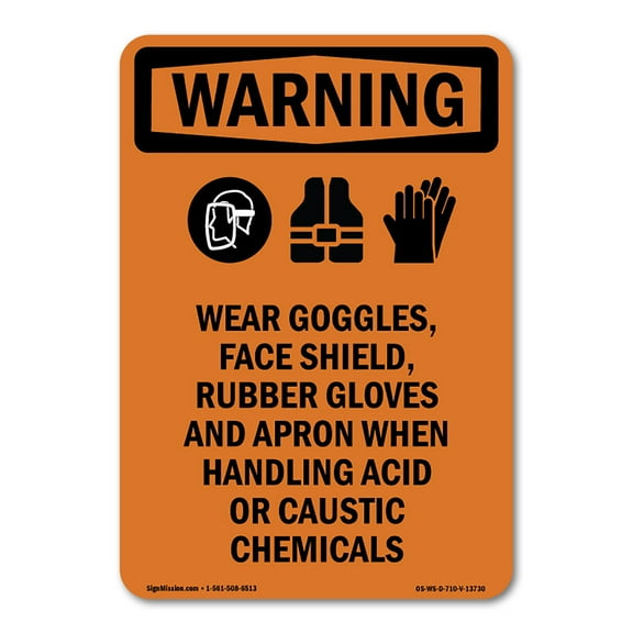 SignMission OS-WS-RD-1824-V-13730 Osha Warning Sign - Wear Goggles , Face with Symbol