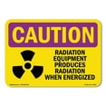 thumbnail image 1 of SignMission OS-CR-D-35-L-10202 OSHA Caution Radiation Sign - Radiation Equipment Produces with Symbol, 1 of 5