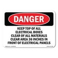 thumbnail image 1 of OSHA Danger Sign - Keep Top Of All Electrical Boxes Clear Of | Decal | Protect Your Business, Construction Site, Shop Area |  Made in The USA, 1 of 5