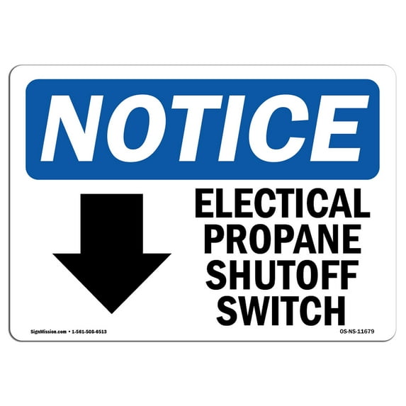 OSHA Notice Sign - Electrical Propane Shutoff Switch Sign With Symbol | Decal | Protect Your Business, Work Site | Made in the USA