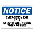 thumbnail image 1 of OSHA Notice Signs - Emergency Exit Only Alarm Will Sound When Opened Sign  | Extremely Durable Made in the USA Signs or Heavy Duty Vinyl label | Protect Your Warehouse & Business, 1 of 4