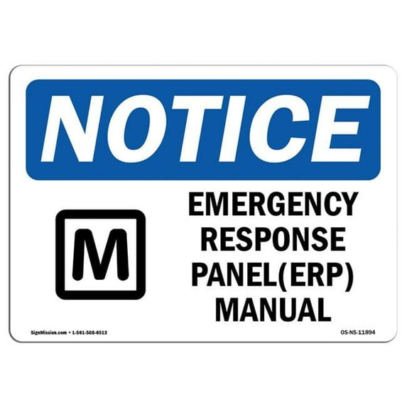 OSHA Notice Sign - Emergency Response Plan (ERP) Manual Sign With Symbol | Decal | Protect Your Business, Work Site | Made in the USA