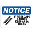 thumbnail image 1 of OSHA Notice Signs - Fire Escape Ladder Keep Area Clear Sign With Symbol 10" X 7" Decal Protect Your Warehouse & Business, 1 of 4