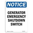 thumbnail image 1 of SignMission  OSHA Notice Sign - Generator Emergency Shutdown Switch, 1 of 1