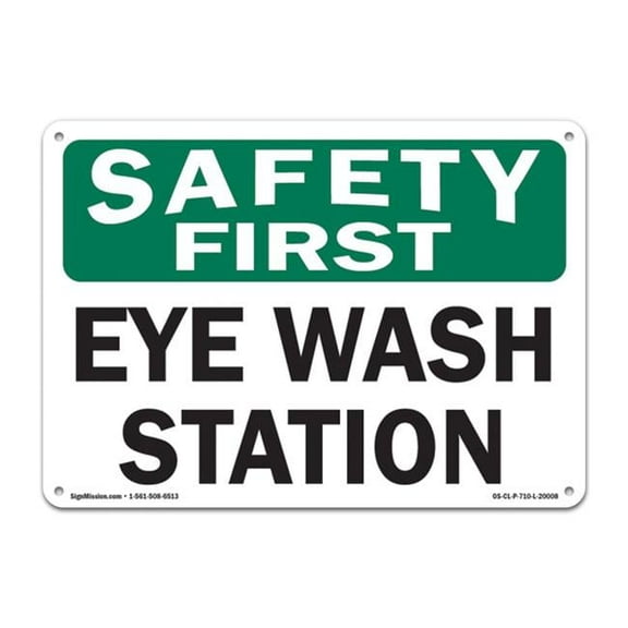 SignMission  OSHA Safety First Plastic Sign - Eye Wash Station