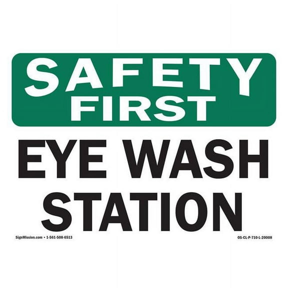 SignMission  OSHA Safety First Sign - Eye Wash Station