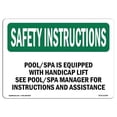 thumbnail image 1 of OSHA SAFETY INSTRUCTIONS Sign - Pool Spa Is Equipped With Handicap With Symbol | Decal | Protect Your Business, Warehouse | Made in the USA, 1 of 5
