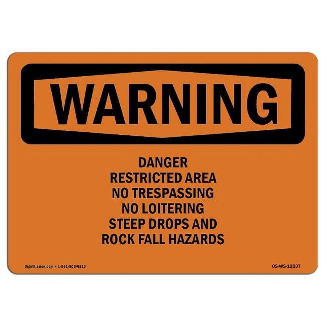 OSHA WARNING Sign - Danger Restricted Area No Trespassing No | Decal ...