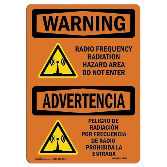 SignMission  OSHA Warning Sign - Radio Frequency Radiation Hazard Area