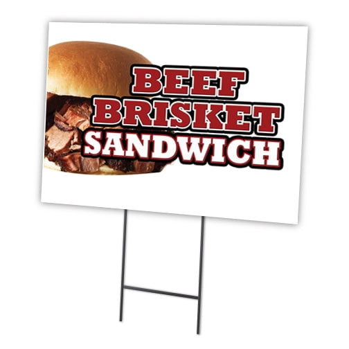 BEEF BRISKET SANDWICH 18"x24" Yard Sign & Stake | Advertise Your Business | Stake Included Image On Front Only | Made in The USA